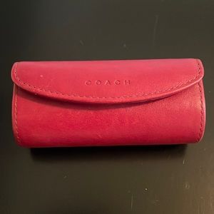 Coach red leather lipstick case with interior mirror